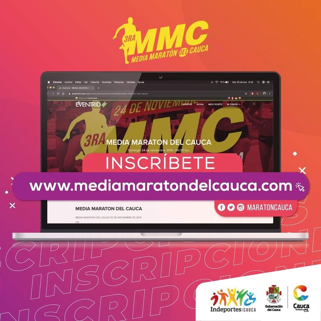 link de inscripción: https://www.mediamaratondelcauca.com/index.php/mmc/categorias-de-participacion-2/formulario-de-inscripciones